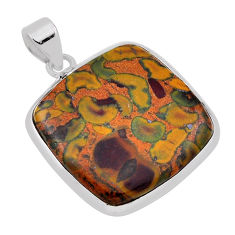 925 sterling silver 25.62cts natural brown bamboo leaf jasper pendant n32056