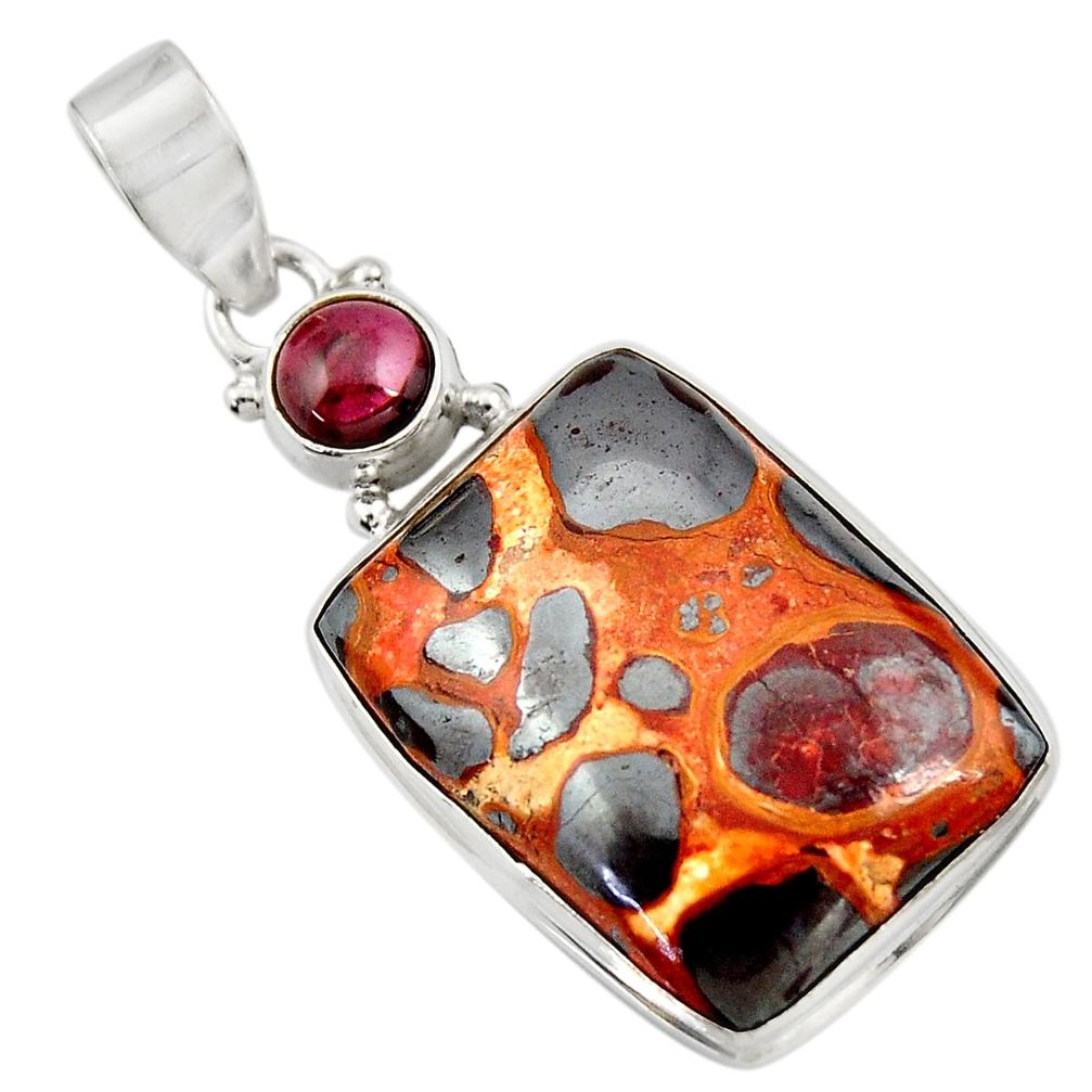 925 sterling silver 20.65cts natural brown bauxite garnet pendant jewelry d42170