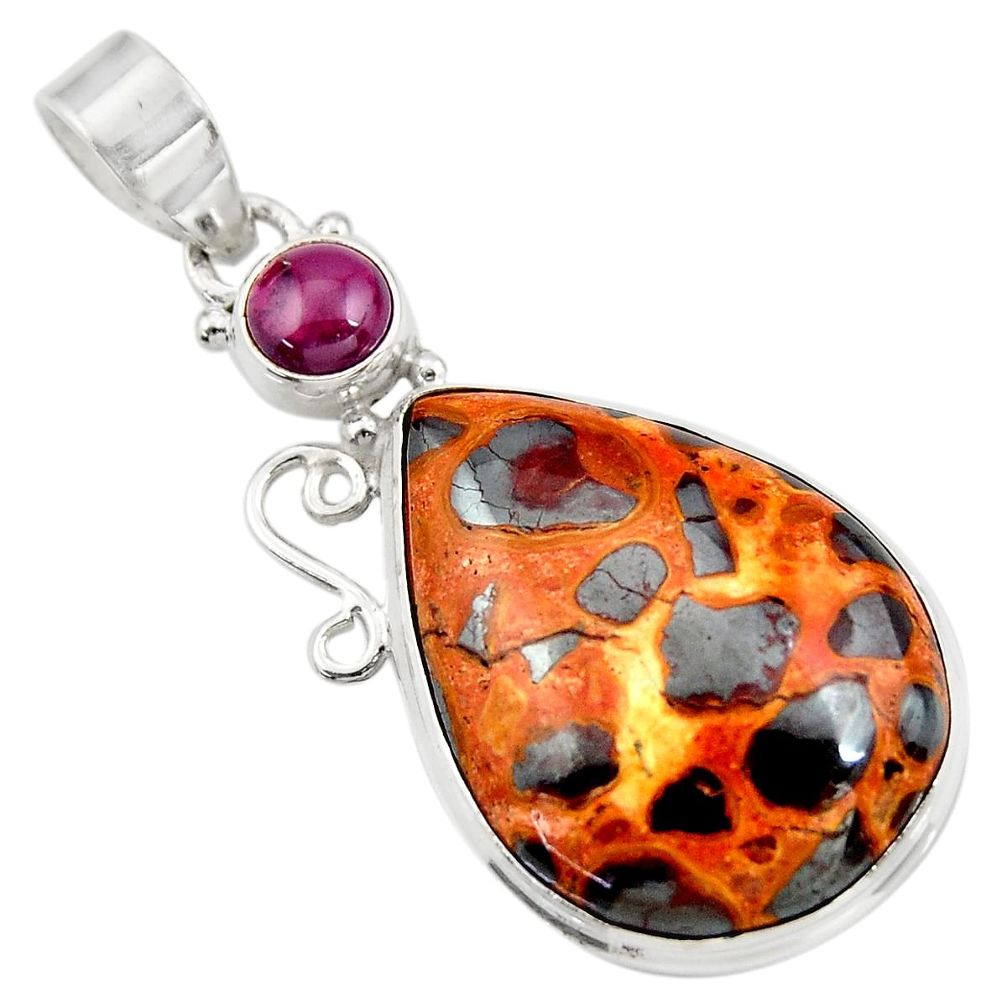 925 sterling silver 19.72cts natural brown bauxite garnet pendant jewelry d42176