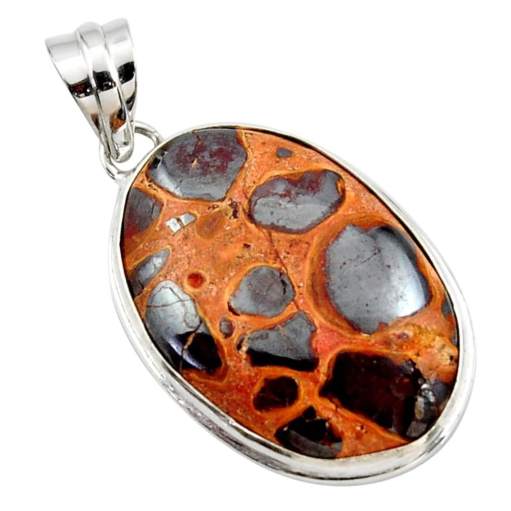 925 sterling silver 17.57cts natural brown bauxite pendant jewelry r27719