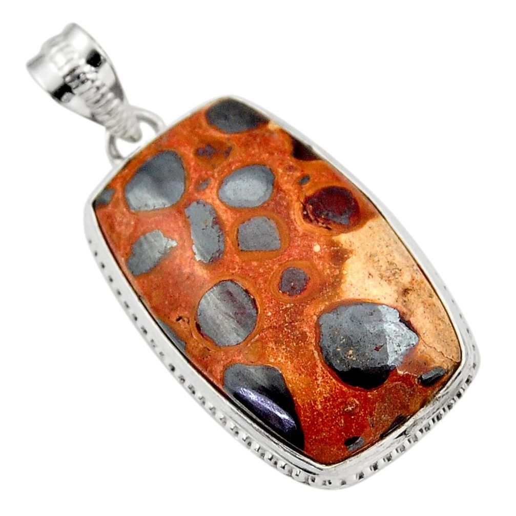 925 sterling silver 24.00cts natural brown bauxite pendant jewelry r31948