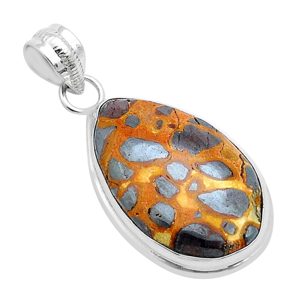 925 sterling silver 17.02cts natural brown bauxite pendant jewelry u72666