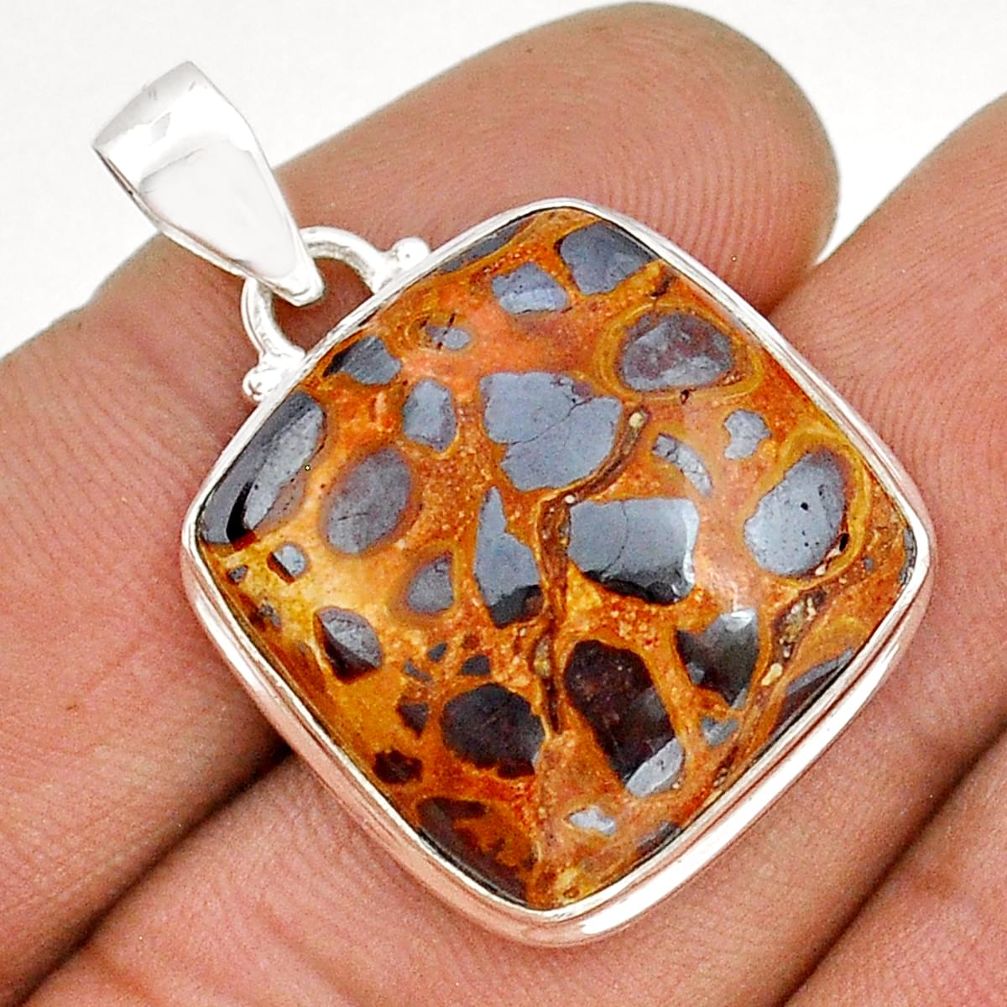 925 sterling silver 22.05cts natural brown bauxite pendant jewelry u92600