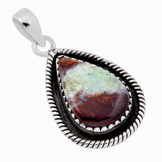 925 sterling silver 12.29cts natural brown boulder chrysoprase pendant n35586