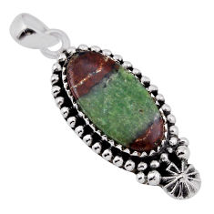 925 sterling silver 8.50cts natural brown boulder chrysoprase pendant n38223