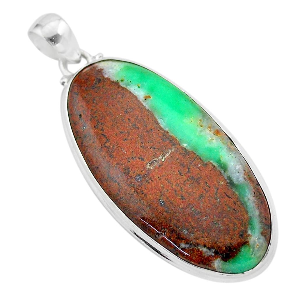 925 sterling silver 32.14cts natural brown boulder chrysoprase pendant t42403