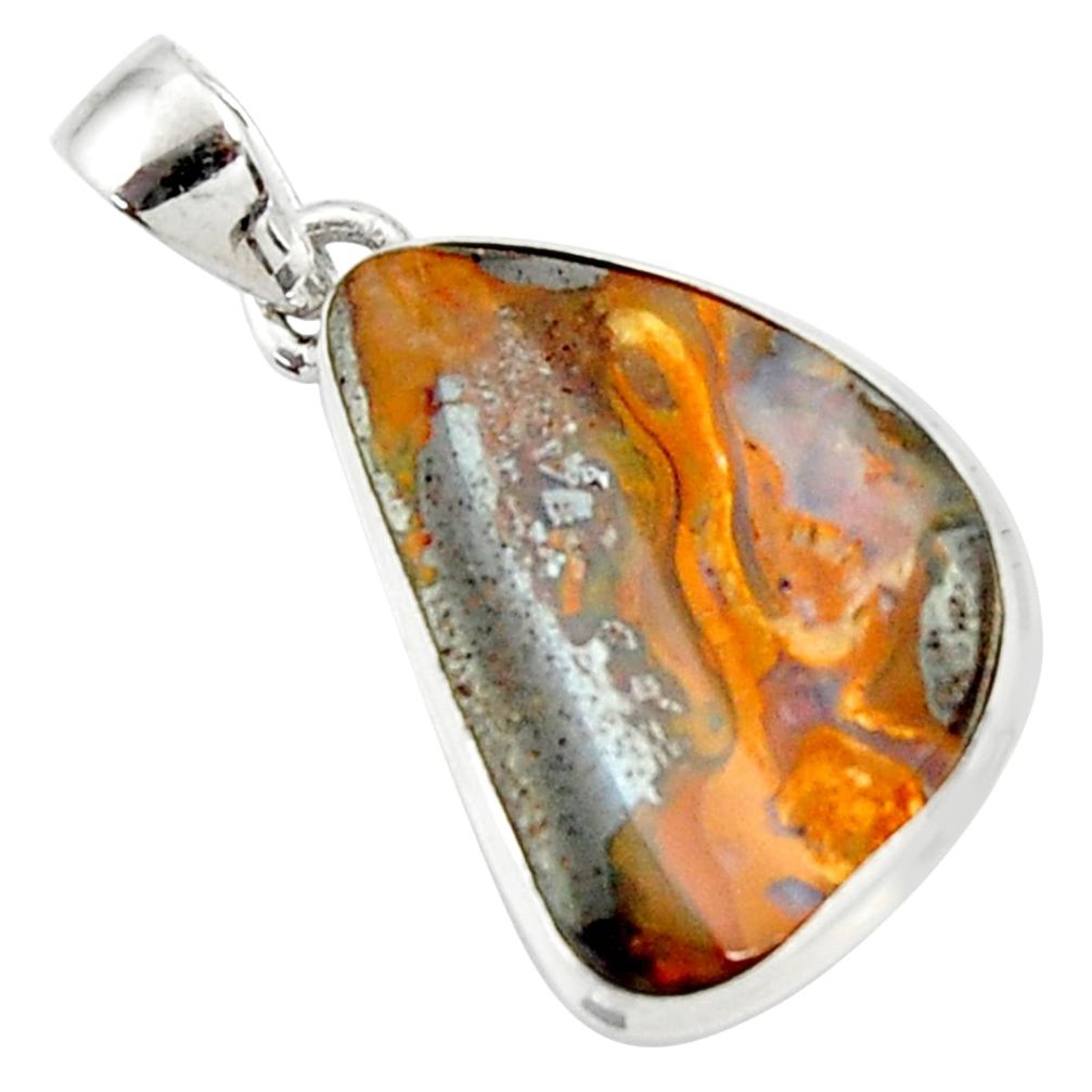 ver 15.65cts natural brown boulder opal carving pendant d44660