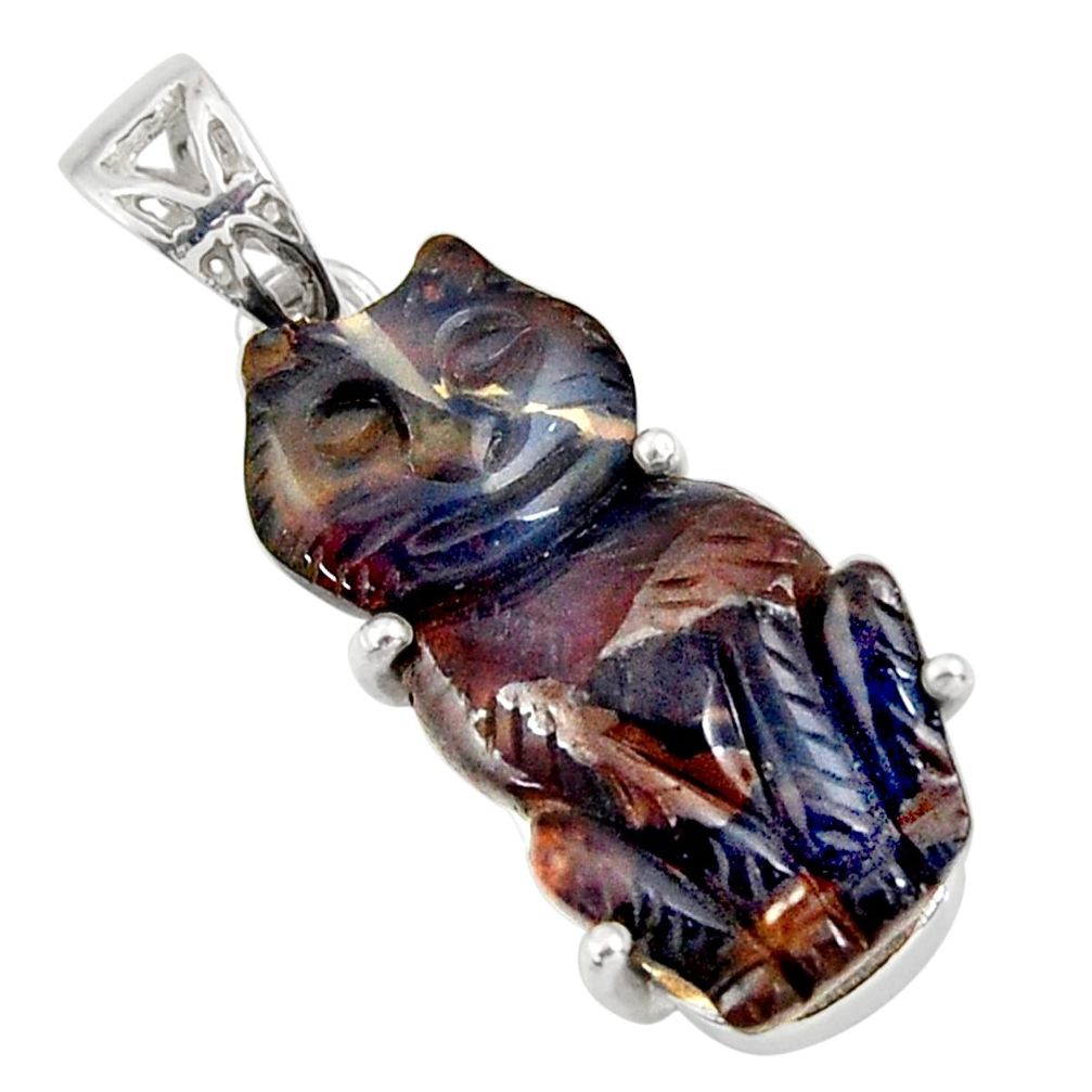 925 sterling silver 13.68cts natural brown boulder opal carving pendant r30770