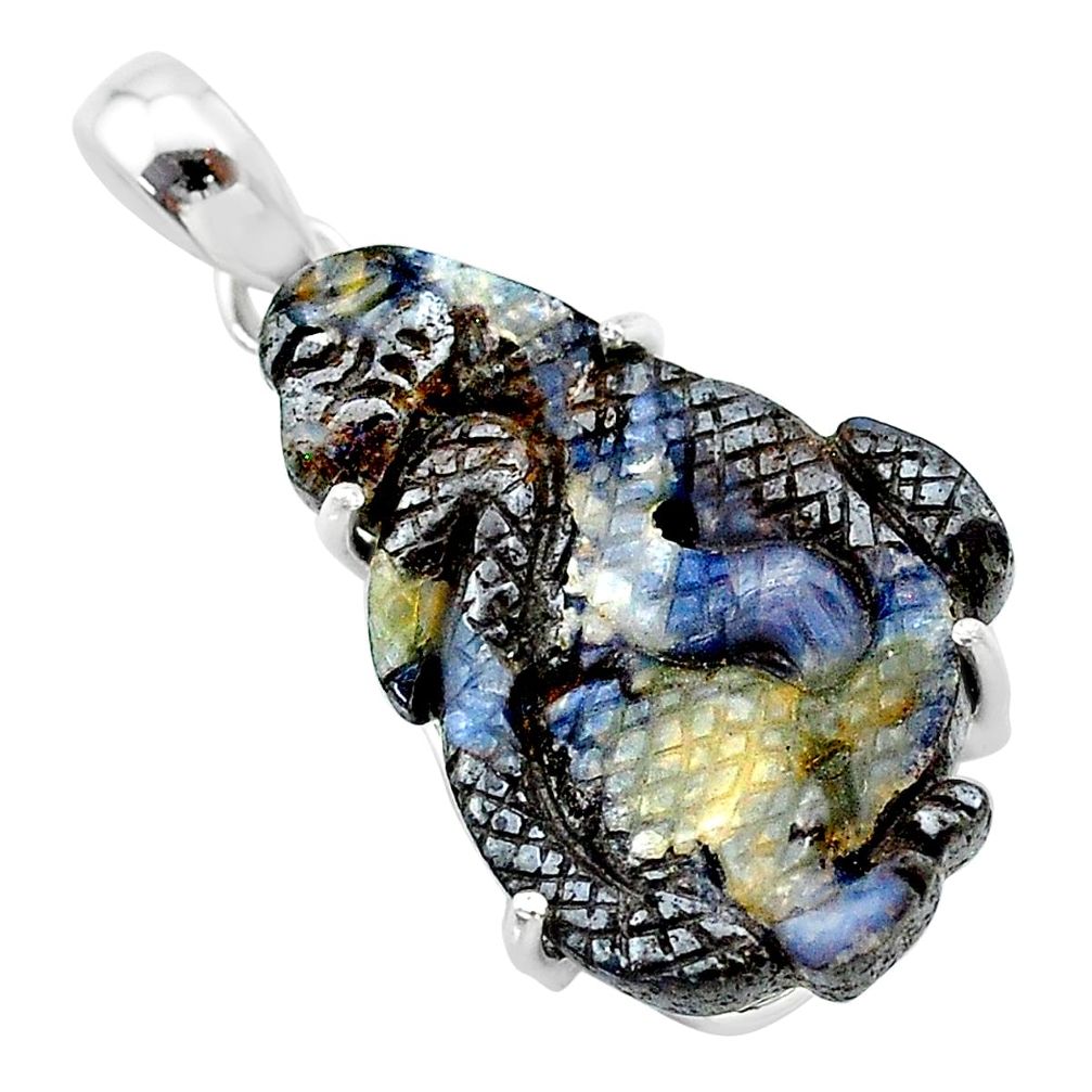 925 sterling silver 14.77cts natural brown boulder opal carving pendant t24090