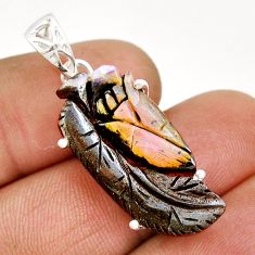 925 sterling silver 14.68cts natural brown boulder opal carving pendant y6019