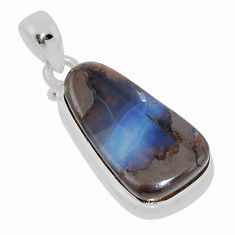 925 sterling silver 10.43cts natural brown boulder opal fancy pendant n36987