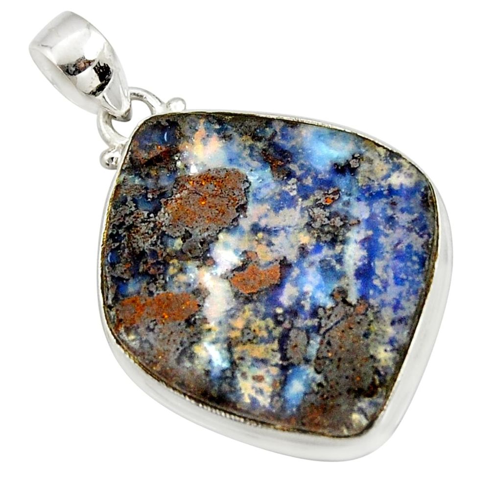 925 sterling silver 31.00cts natural brown boulder opal fancy pendant r36268