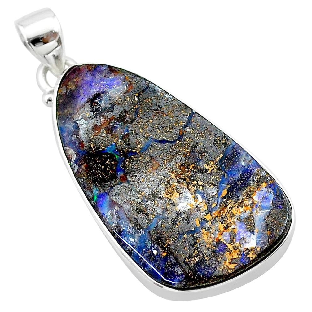 925 sterling silver 27.65cts natural brown boulder opal fancy pendant t22324