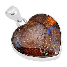 925 sterling silver 15.02cts natural brown boulder opal heart pendant y79955