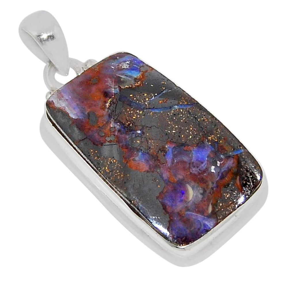 925 sterling silver 16.94cts natural brown boulder opal octagan pendant n36983