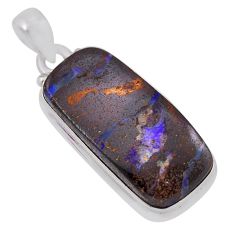 925 sterling silver 9.63cts natural brown boulder opal pendant jewelry n36985