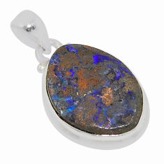 925 sterling silver 11.57cts natural brown boulder opal pendant jewelry n36996