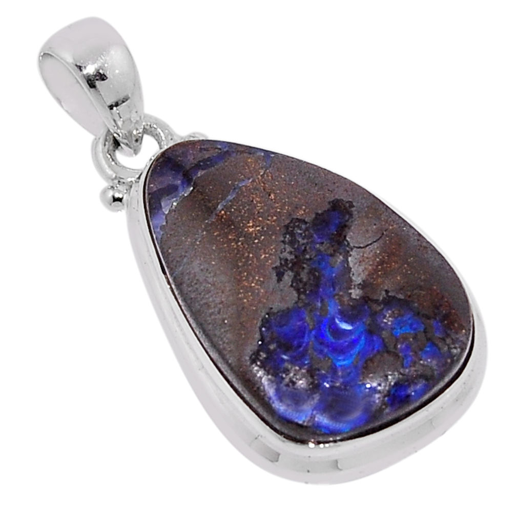 925 sterling silver 13.55cts natural brown boulder opal pendant jewelry n37003