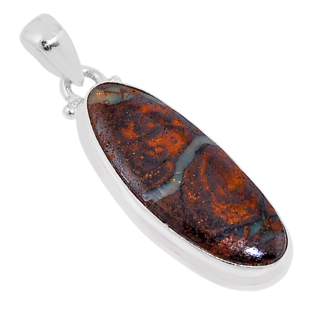 925 sterling silver 8.94cts natural brown boulder opal pendant jewelry n37011