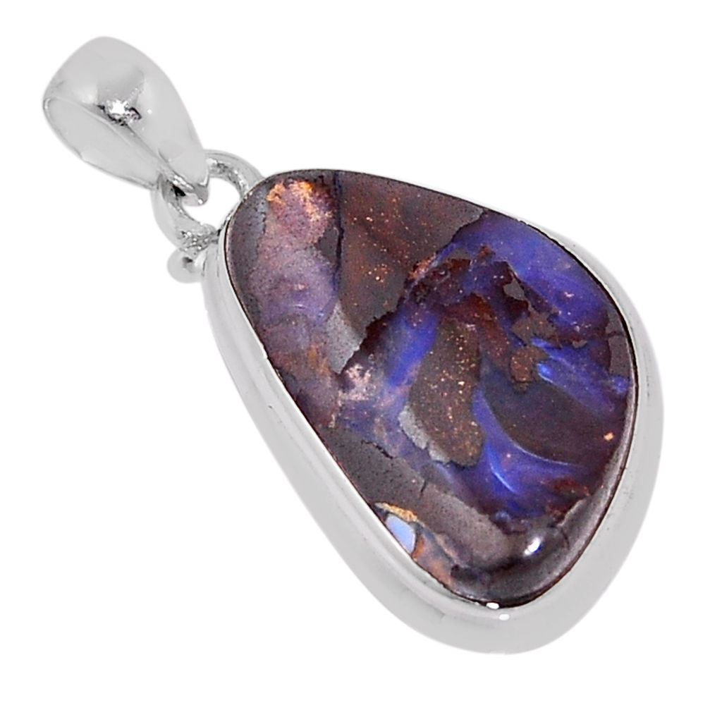 925 sterling silver 10.68cts natural brown boulder opal pendant jewelry n37017