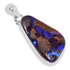 925 sterling silver 14.90cts natural brown boulder opal pendant jewelry n38677