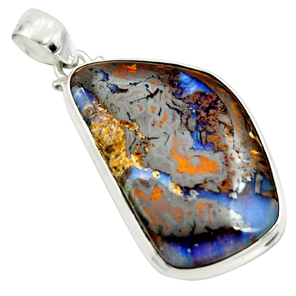 925 sterling silver 34.26cts natural brown boulder opal pendant jewelry r36280