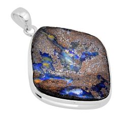 925 sterling silver 28.08cts natural brown boulder opal pendant jewelry y64273