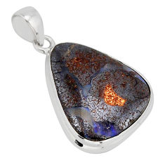 925 sterling silver 18.46cts natural brown boulder opal pendant jewelry y69189