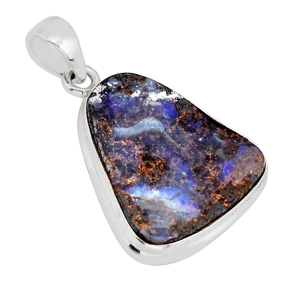 925 sterling silver 16.49cts natural brown boulder opal pendant jewelry y69196