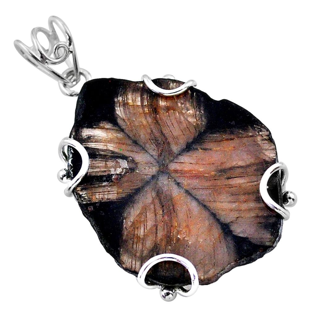 925 sterling silver 31.29cts natural brown chiastolite pendant jewelry t47944