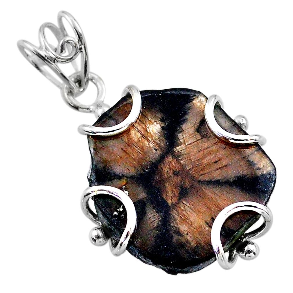 925 sterling silver 16.28cts natural brown chiastolite pendant jewelry t47964