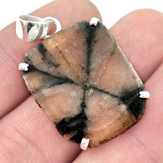 925 sterling silver 26.19cts natural brown chiastolite pendant jewelry u44807