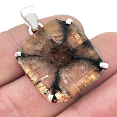 925 sterling silver 26.22cts natural brown chiastolite pendant jewelry u44840