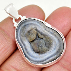925 sterling silver 20.38cts natural brown geode druzy fancy pendant y9372