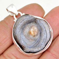 925 sterling silver 19.34cts natural brown geode druzy fancy pendant y9377