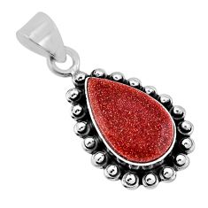 925 sterling silver 5.68cts natural brown goldstone pear pendant jewelry n38199