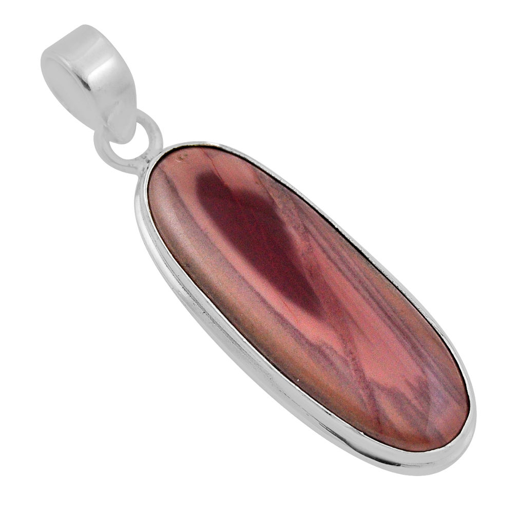 925 sterling silver 15.02cts natural brown imperial jasper oval pendant n30399