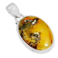 925 sterling silver 12.65cts natural brown montana agate oval pendant y5255