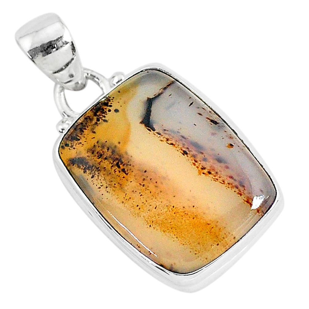 925 sterling silver 11.73cts natural brown montana agate pendant jewelry r94664