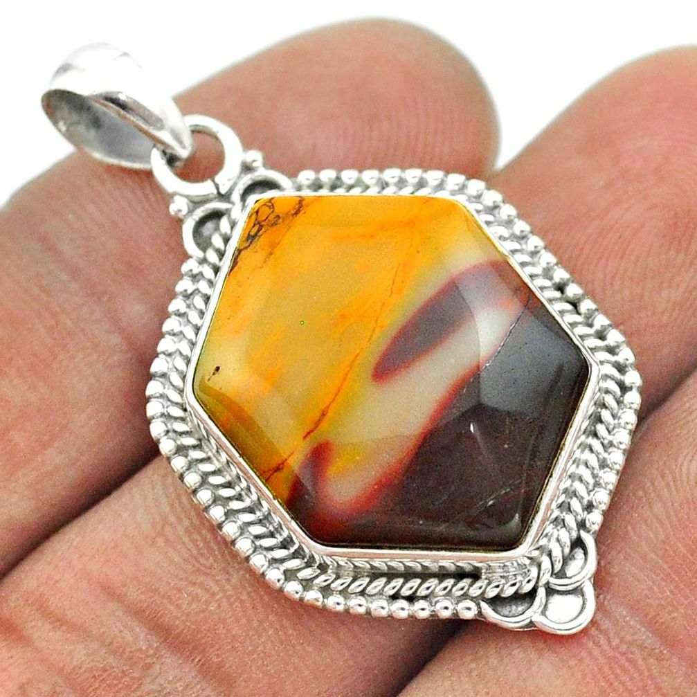 925 sterling silver 17.20cts natural brown mookaite fancy pendant jewelry t53456
