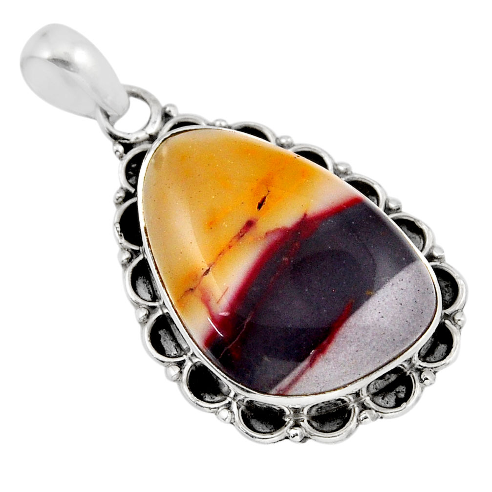 925 sterling silver 16.54cts natural brown mookaite fancy pendant jewelry y52276