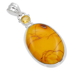 925 sterling silver 31.97cts natural brown mookaite oval citrine pendant y20854
