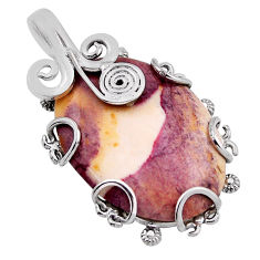 925 sterling silver 17.91cts natural brown mookaite oval pendant jewelry n24737