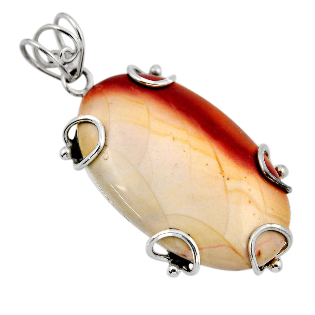 925 sterling silver 31.44cts natural brown mookaite oval pendant jewelry y47674