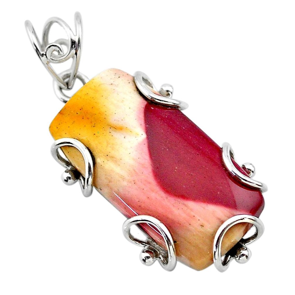 925 sterling silver 23.29cts natural brown mookaite pendant jewelry t31912