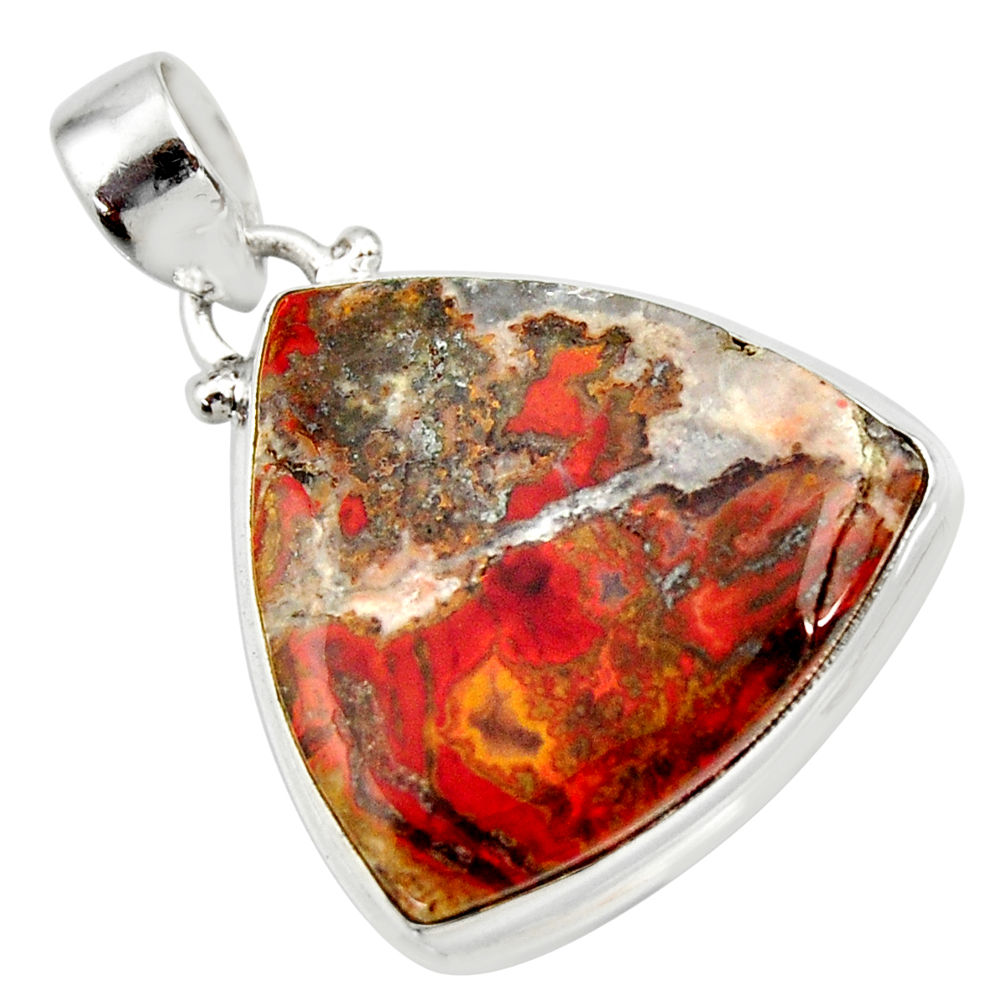 925 sterling silver 25.00cts natural brown moroccan seam agate pendant d42231