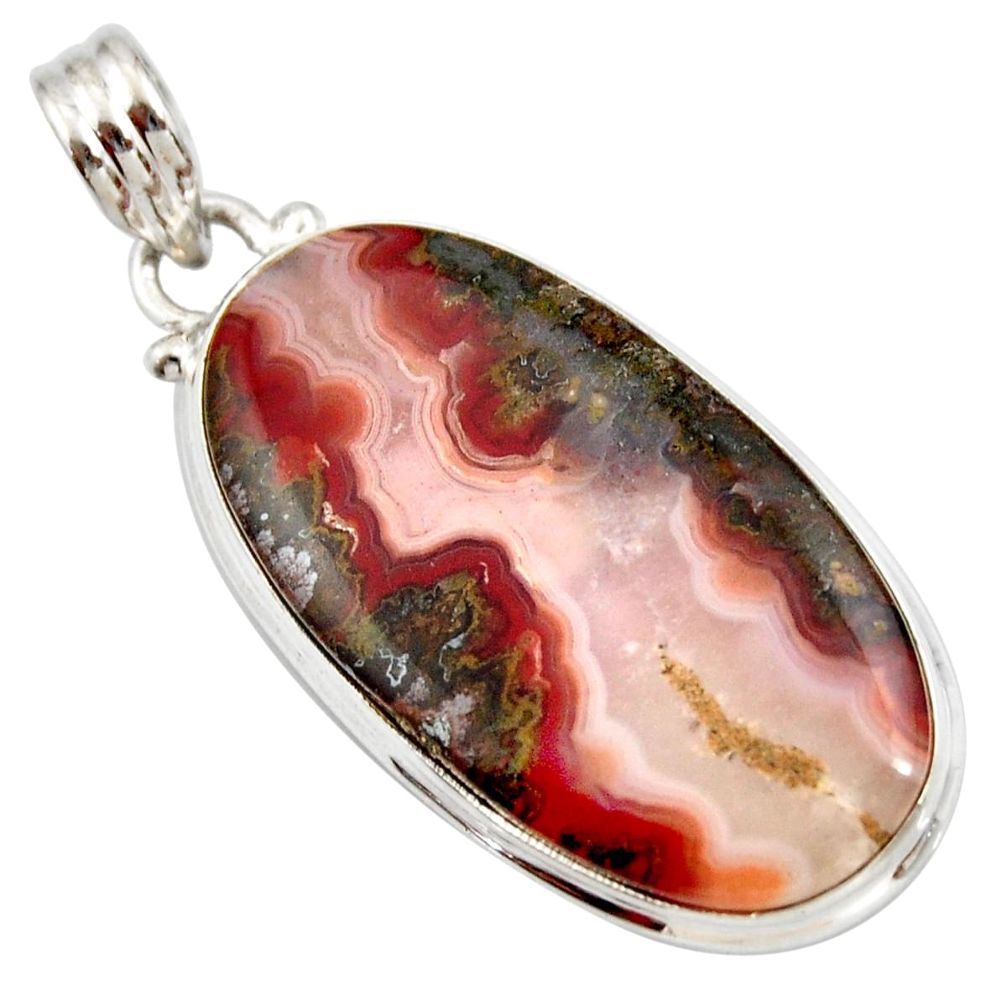 925 sterling silver 25.00cts natural brown moroccan seam agate pendant d42264