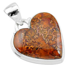 925 sterling silver 14.65cts natural brown moroccan seam agate pendant t13251