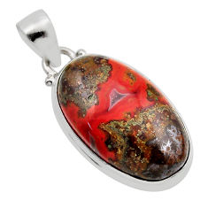 925 sterling silver 13.49cts natural brown moroccan seam agate pendant y87635