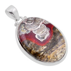925 sterling silver 24.46cts natural brown mushroom rhyolite oval pendant n51503